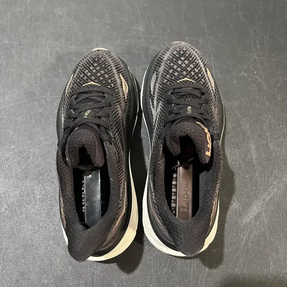 Hoka One One Clifton 9 Womens 6.5 Black Rose Gold Running Cushioned Sneakers